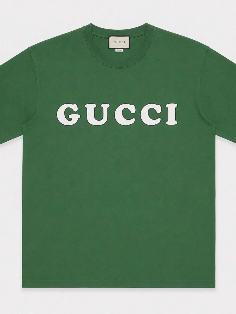Gucci Green Crewneck T-Shirt with White Logo